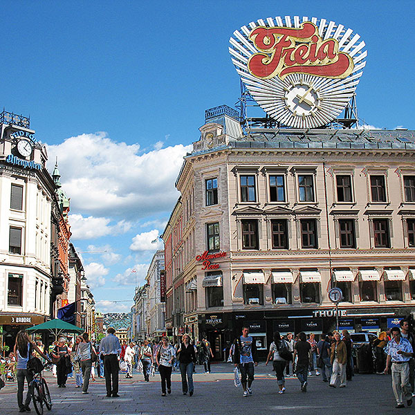 Iconic Freia Sign Clock in Osl